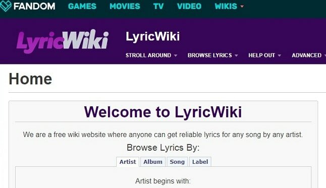LyricWiki Lyric website